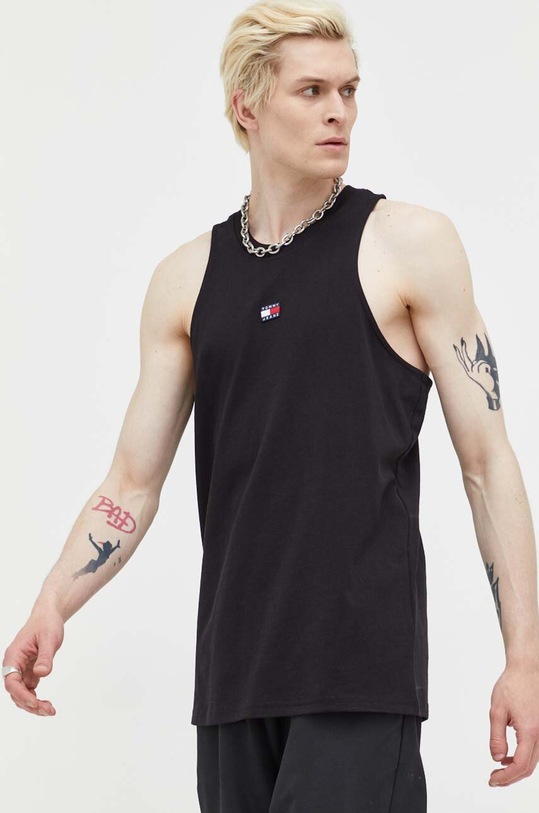 Tommy Jeans t-shirt bawełniany czarny DM0DM11803.PPYX