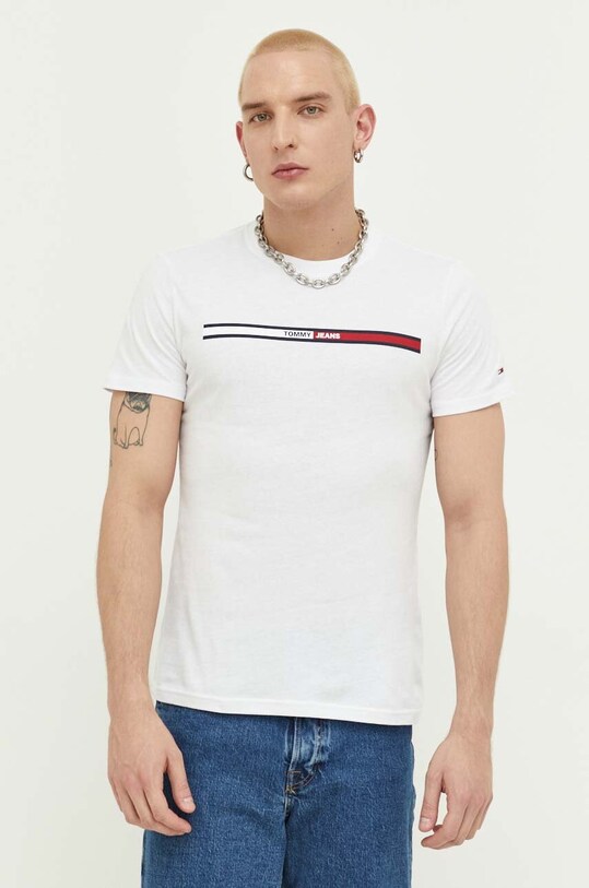 Bavlněné tričko Tommy Jeans bílá DM0DM13509.PPYX