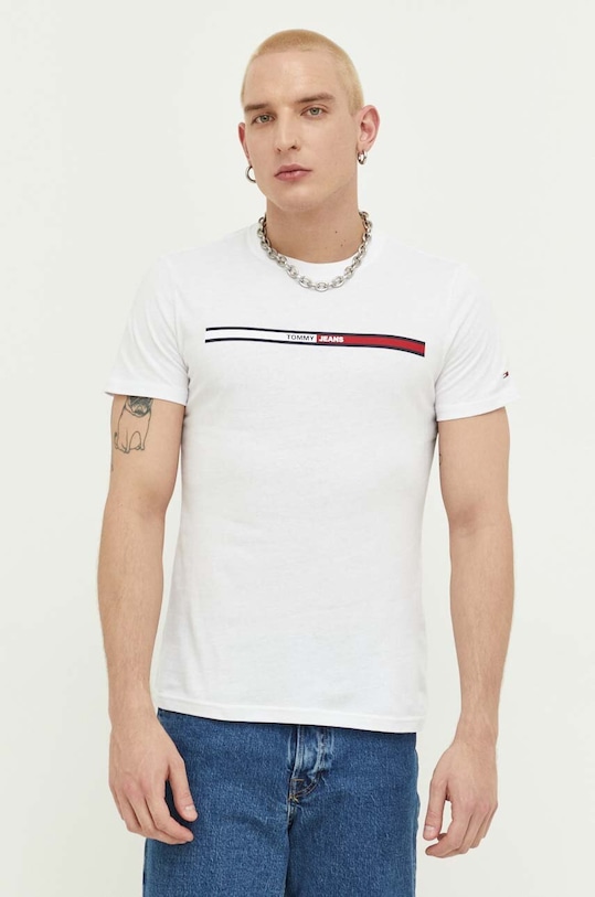 Tommy Jeans pamut póló fehér DM0DM13509.PPYX