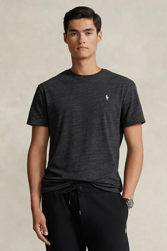 Хлопковая футболка Polo Ralph Lauren хлопок чёрный 710671426