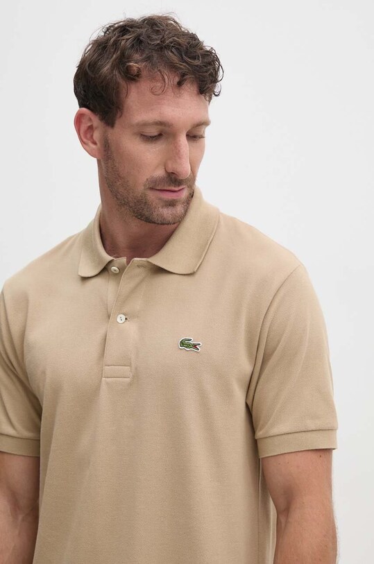 Lacoste cotton polo shirt Lacoste Polo Classic Fit L1212 02S brown L1212.02S