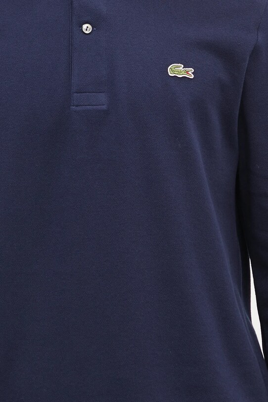 Bavlněné tričko s dlouhým rukávem Lacoste námořnická modř L1312.166