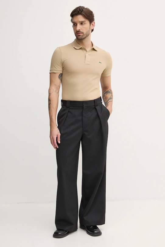 Lacoste polo bawełniane Koszulka Lacoste Pique Polo Shirt PH4012 02S PH4012.02S beżowy SS23