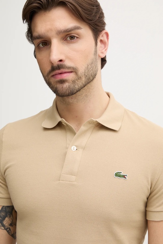 Lacoste polo bawełniane Koszulka Lacoste Pique Polo Shirt PH4012 02S beżowy PH4012.02S