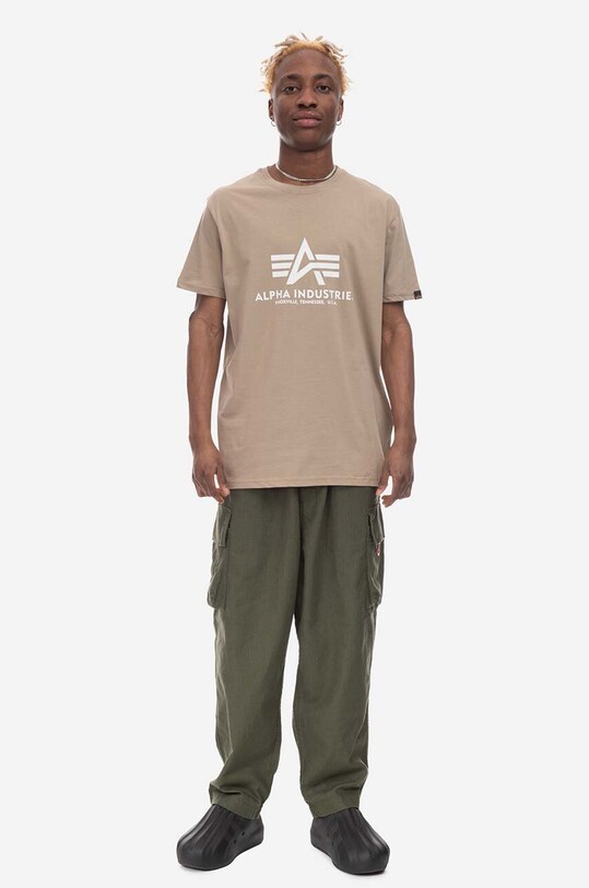 Odzież Alpha Industries t-shirt bawełniany Basic T-Shirt 100501.679 beżowy