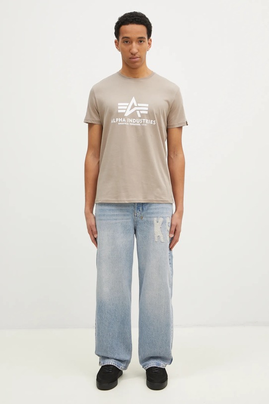Хлопковая футболка Alpha Industries Basic T-Shirt 100501.679 бежевый
