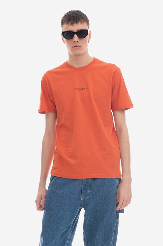 Bavlnené tričko C.P. Company 30/1 Jersey Compact Logo T-shirt oranžová 14CMTS048A006011W439