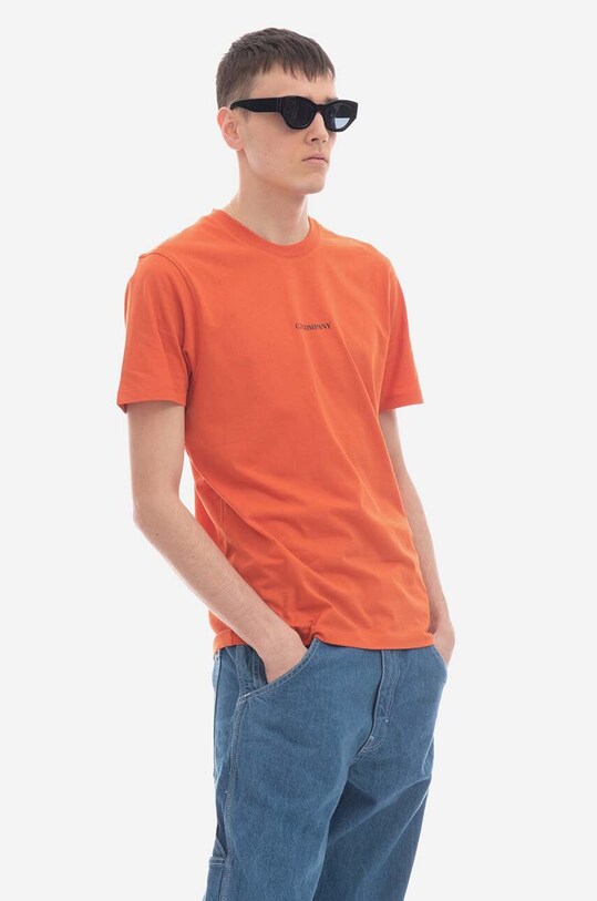 Bavlnené tričko C.P. Company 30/1 Jersey Compact Logo T-shirt 14CMTS048A006011W439 oranžová