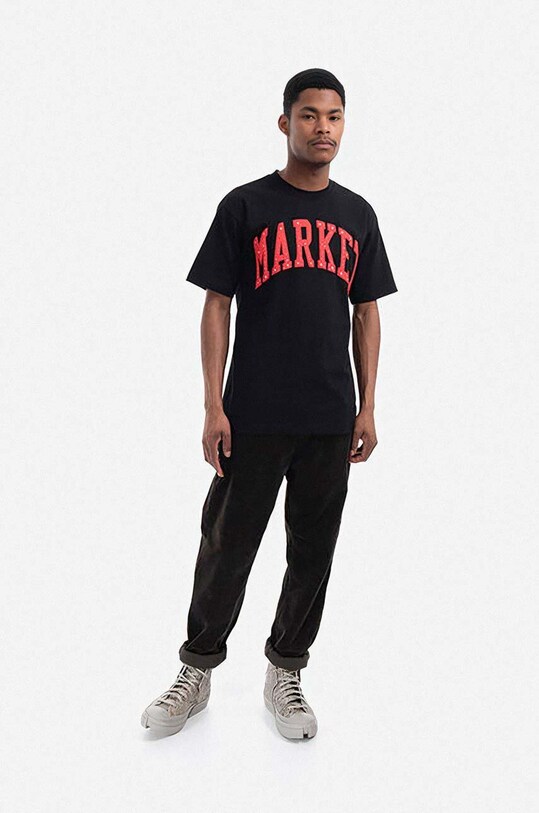 Market t-shirt bawełniany 399000613 czarny SS23