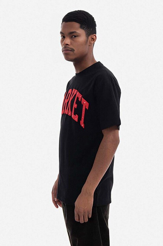 Market t-shirt bawełniany 399000613 czarny