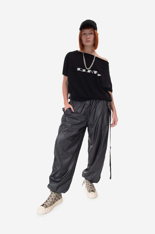 Rick Owens t-shirt bawełniany Knit czarny DS01C6243.RNEP2.BLACK