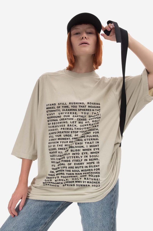 Majica kratkih rukava Rick Owens Knit Jumbo SS T regular bež DU01C6274.RNEP3.PEARL