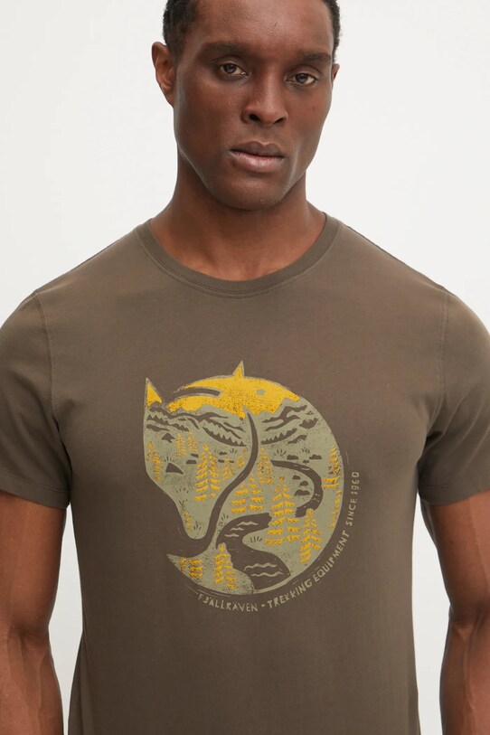 Fjallraven tricou din bumbac print maro F87220.633