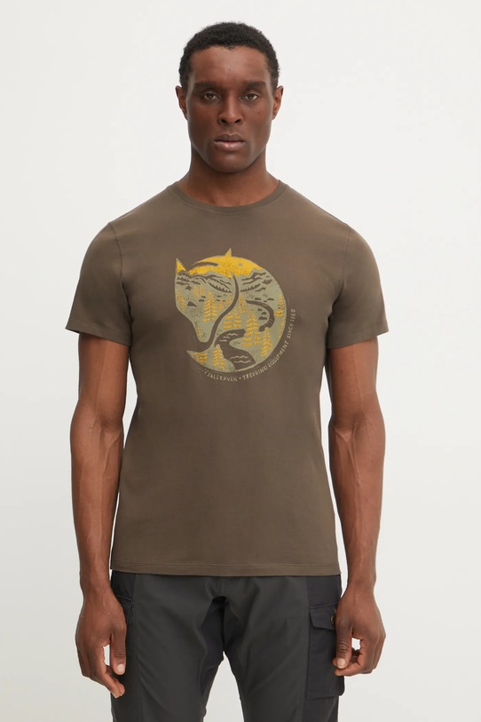 Bavlnené tričko Fjallraven hnedá F87220.633