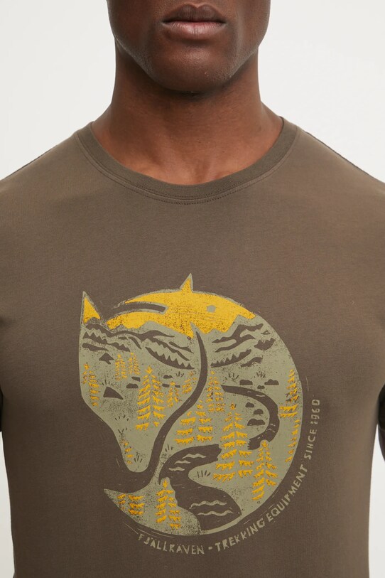Fjallraven tricou din bumbac F87220.633 maro