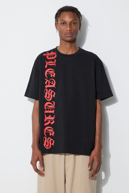 PLEASURES t-shirt in cotone rilassato nero P23SU010