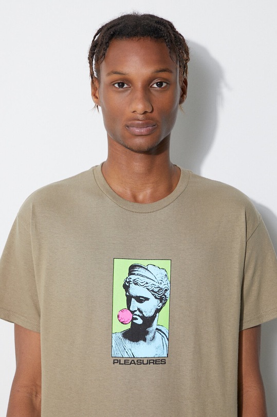 PLEASURES t-shirt in cotone P23SU049 beige
