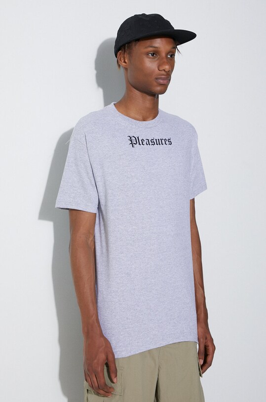 PLEASURES cotton t-shirt gray P23SU057