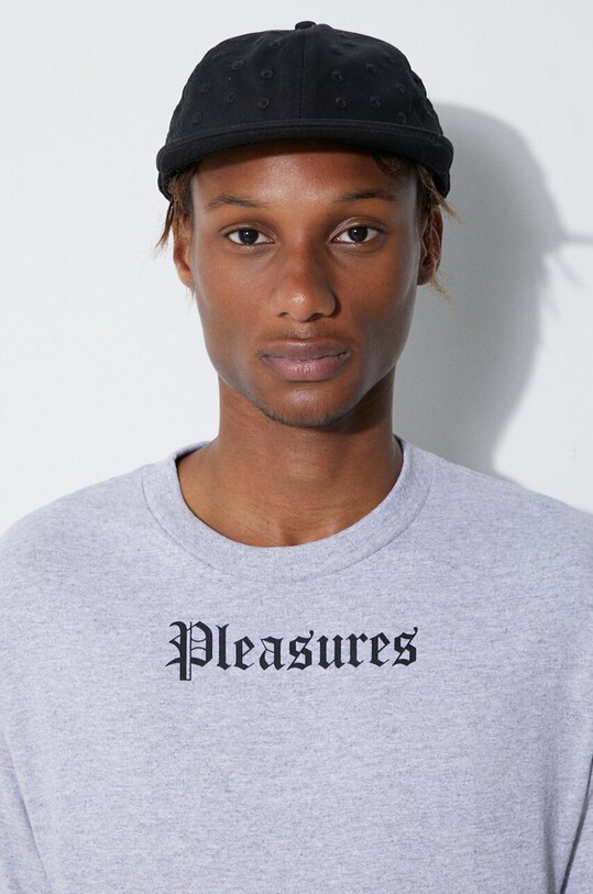 PLEASURES cotton t-shirt P23SU057 gray