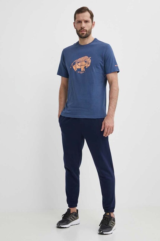 Bavlněné tričko Columbia Rockaway River 2036401 modrá AW24