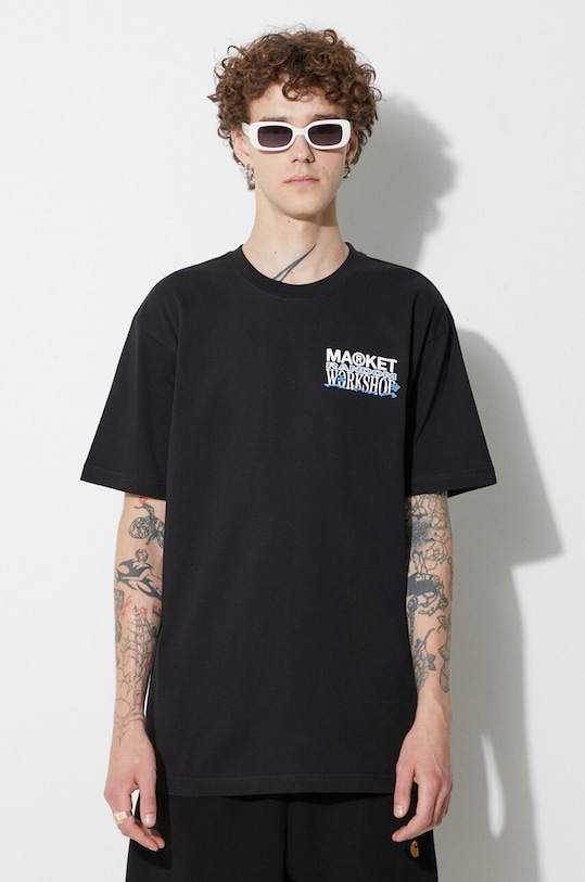 Market t-shirt in cotone nero 399001473