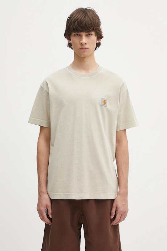 Carhartt WIP tricou din bumbac S/S Nelson T-Shirt uni bej I029949.2LPGD