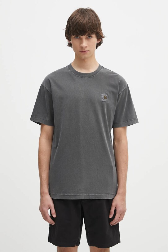 Carhartt WIP t-shirt bawełniany S/S Nelson T-Shirt gładkie szary I029949.87GD