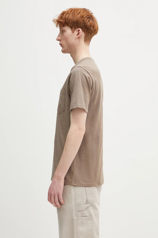 Carhartt WIP t-shirt bawełniany S/S Pocket T-Shirt I030434.1YJXX brązowy SS25
