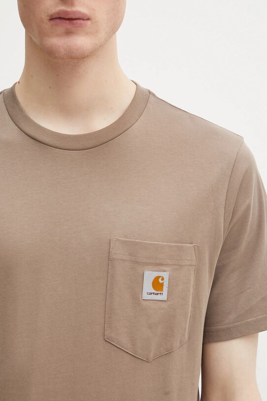 Carhartt WIP t-shirt bawełniany S/S Pocket T-Shirt brązowy I030434.1YJXX