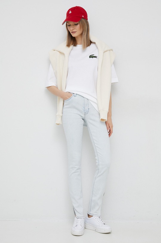 Lacoste t-shirt bawełniany TH0062 biały AW24