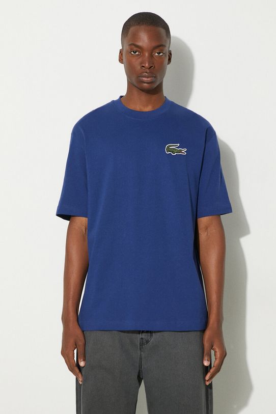 Bavlněné tričko Lacoste relaxed námořnická modř TH0062