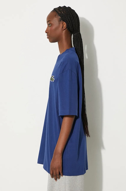 Bavlněné tričko Lacoste TH0062 námořnická modř AW24