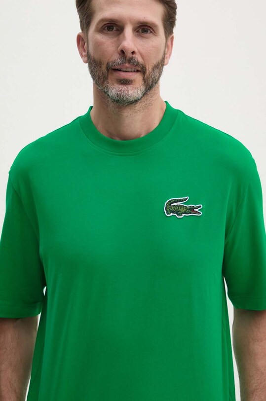 Хлопковая футболка Lacoste TH0062 зелёный AW24