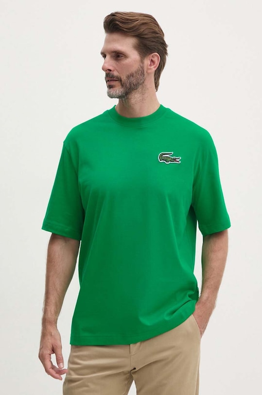 Bavlnené tričko Lacoste zelená TH0062