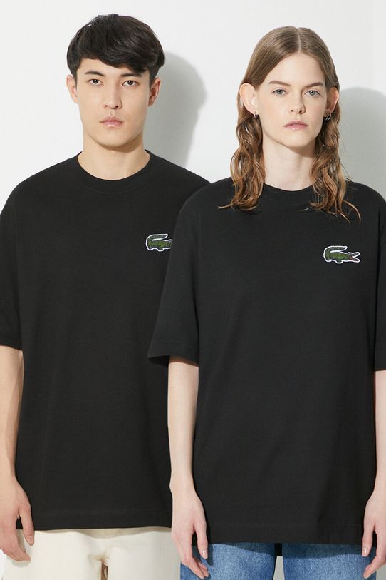 Pamučna majica Lacoste crna TH0062