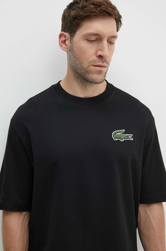 Lacoste t-shirt bawełniany TH0062 czarny AW24