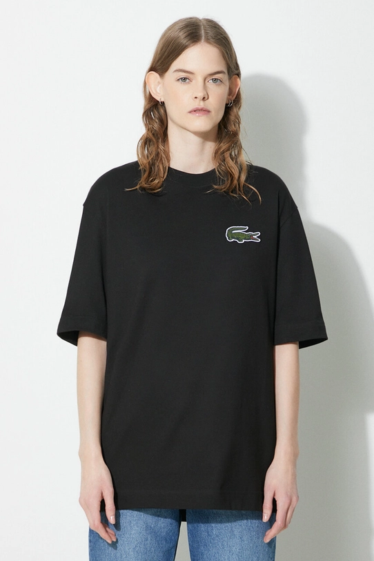 Lacoste t-shirt bawełniany czarny TH0062