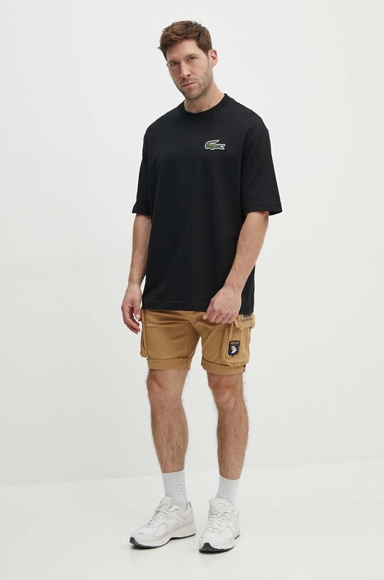 Odzież Lacoste t-shirt bawełniany TH0062 czarny