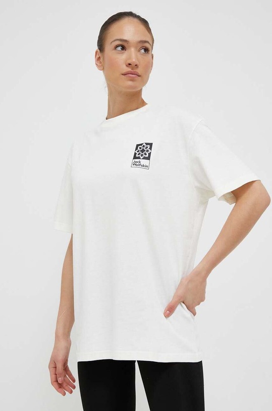 Odzież Jack Wolfskin t-shirt bawełniany 10 1809081 beżowy