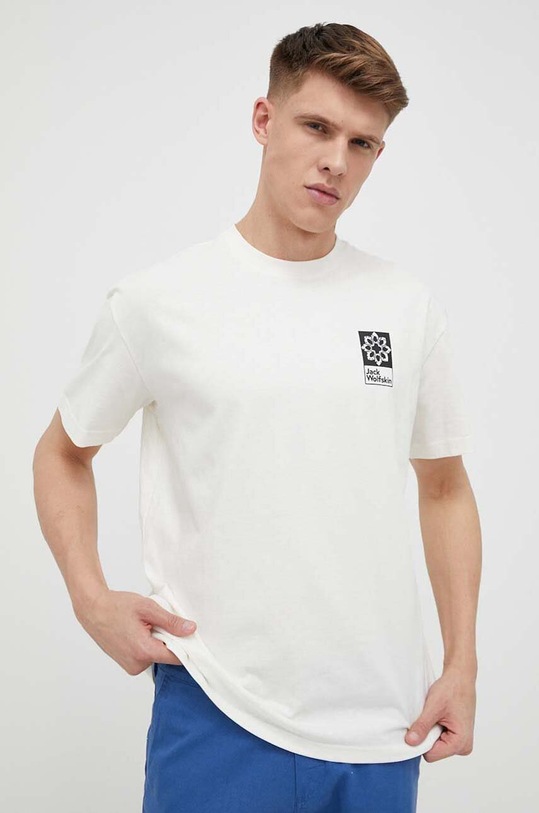 Jack Wolfskin t-shirt bawełniany 10 1809081 beżowy