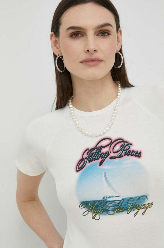 Filling Pieces t-shirt z elastanem beżowy 85354619936