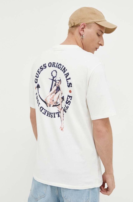 Памучна тениска Guess Originals бял M3GI24K9XF3