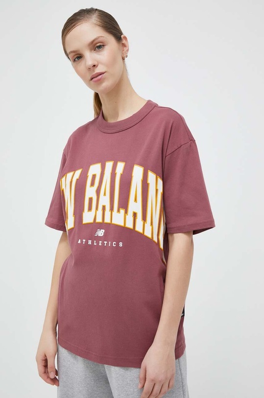 Odzież New Balance t-shirt bawełniany UT31551WAD różowy