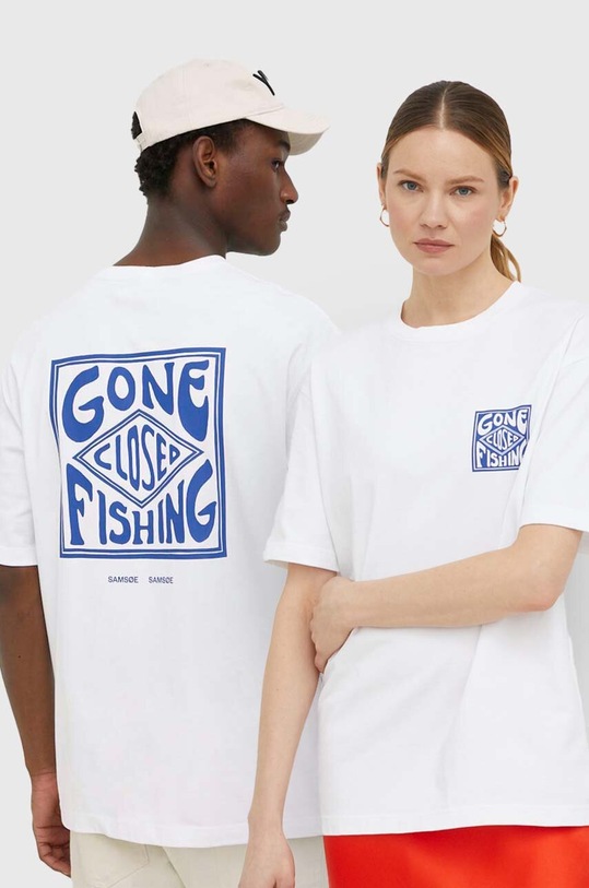 Samsoe Samsoe t-shirt bawełniany nadruk biały U23100003