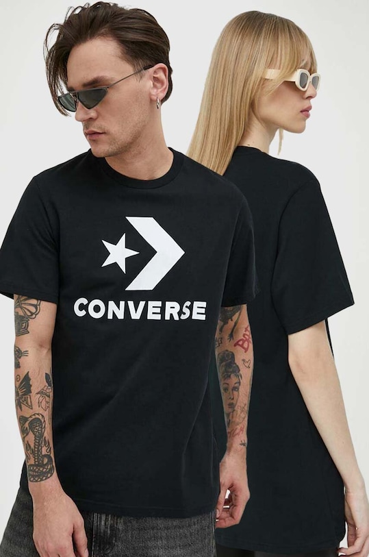 Bavlnené tričko Converse potlač čierna 10025458.A02