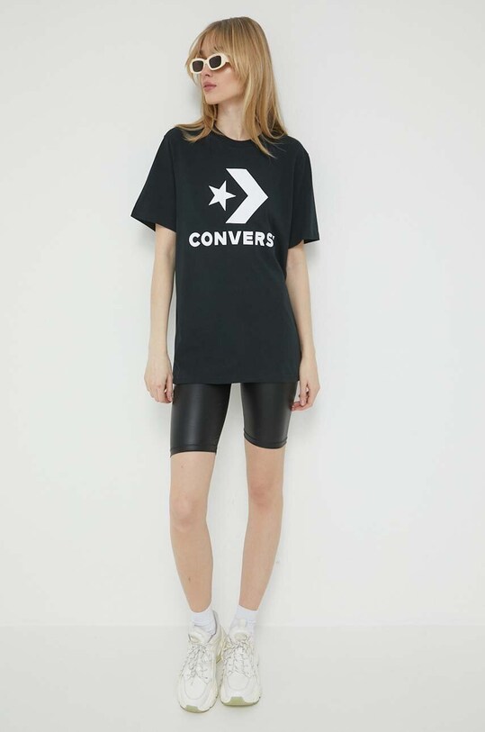 Ruházat Converse pamut póló 10025458.A02 fekete