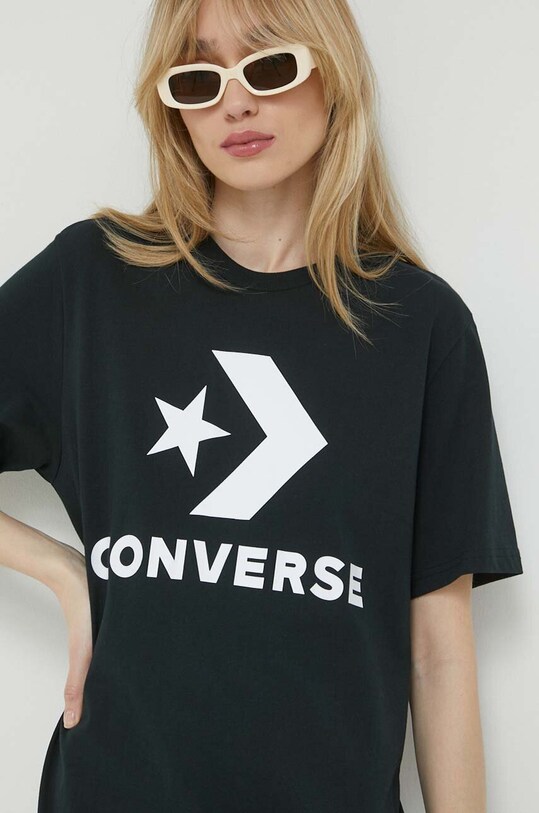 Bavlnené tričko Converse 10025458.A02 čierna
