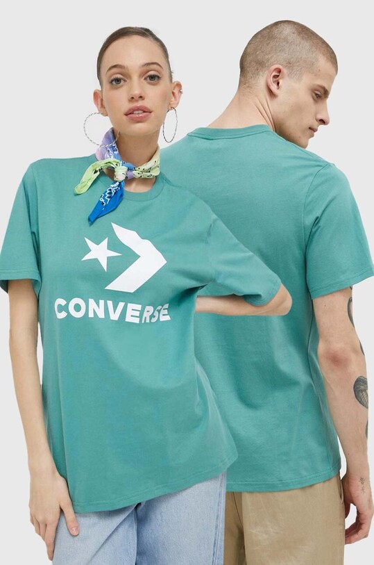 Хлопковая футболка Converse хлопок бирюзовый 10025458.A04
