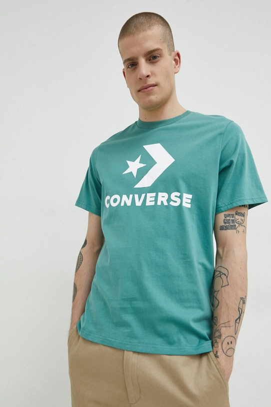 Converse t-shirt bawełniany 10025458.A04 turkusowy SS23