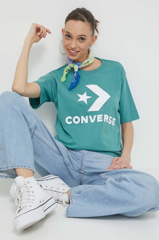 Хлопковая футболка Converse 10025458.A04 бирюзовый